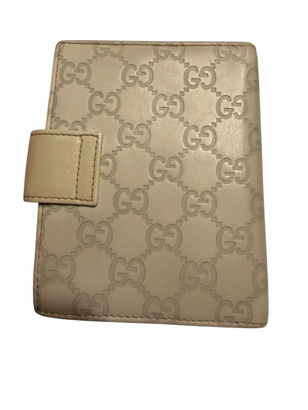 Gucci Cream Embossed GG Leather 6 Ring Agenda/Planner